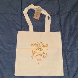 “Will chill for beer” michelob ultra reusable canvas tote